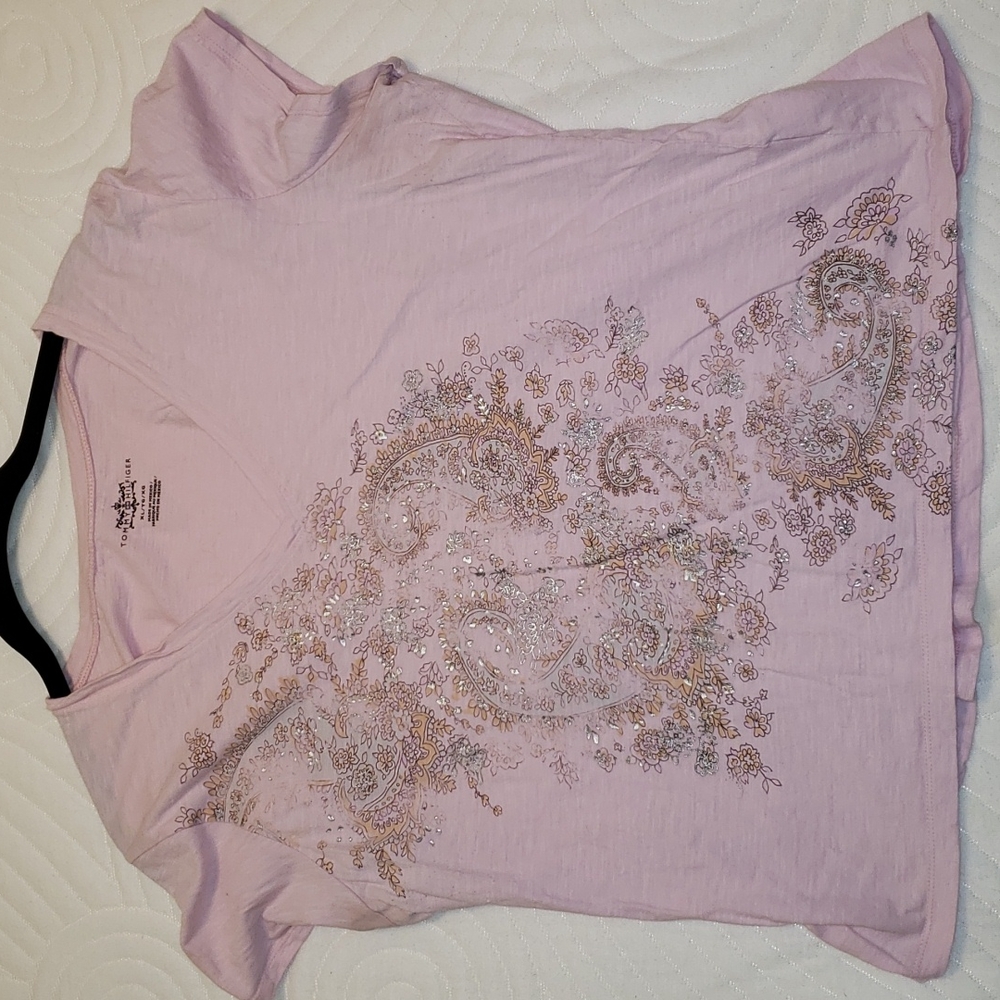 Pink Tommy Hilfiger printed short sleeve tee XL
